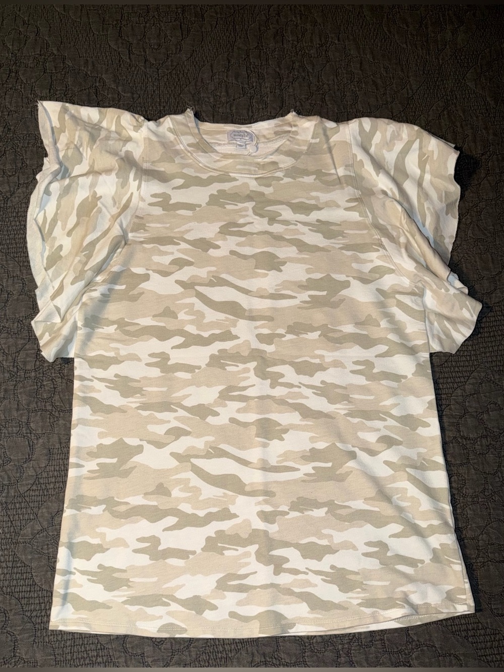 Mud Pie Beige/Camo Tristan Ruffle Shirt Dress Women’s Size-S
